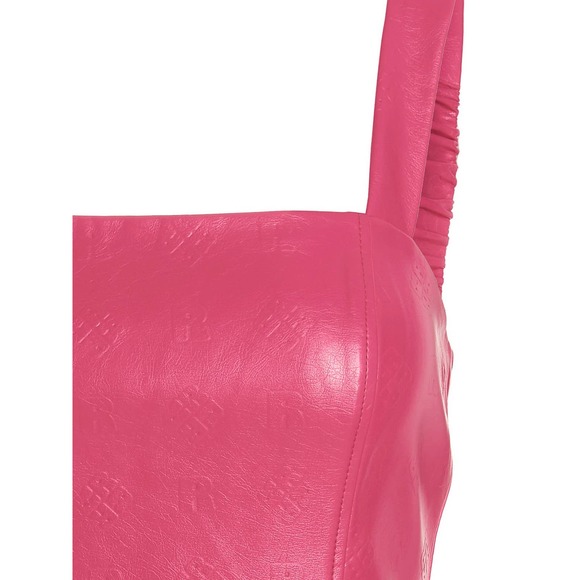 NEW Rotate Herlina Mini Dress Size 4 Fuchsia Faux Leather Square Neck - Picture 7 of 10